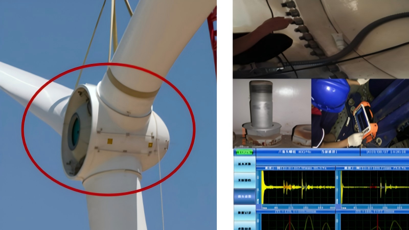Wind turbine bolt tightening stress detection